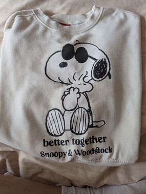 Peanuts Off White Snoopy Graphic Sweatshirt with 'Better Together' Text
